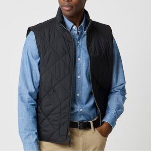 J. Crew Factory Walker Quilted Vest Men’s Medium Black Zip Front Lightweight